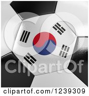 Poster, Art Print Of 3d Close Up Of A South Korean Flag On A Soccer Ball