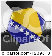 Poster, Art Print Of 3d Close Up Of A Bosnia Herzegovina Flag On A Soccer Ball