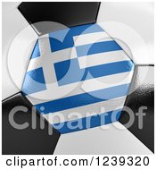 Poster, Art Print Of 3d Close Up Of A Greek Flag On A Soccer Ball