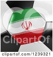 Poster, Art Print Of 3d Close Up Of An Iran Flag On A Soccer Ball