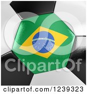 Poster, Art Print Of 3d Close Up Of A Brazilian Flag On A Soccer Ball