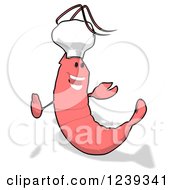 Clipart Of A Happy Pink Chef Shrimp Royalty Free Illustration by Julos