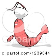 Clipart Of A Happy Pink Chef Shrimp 4 Royalty Free Illustration by Julos