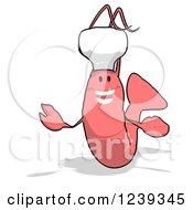Clipart Of A Happy Pink Chef Shrimp Presenting Royalty Free Illustration by Julos