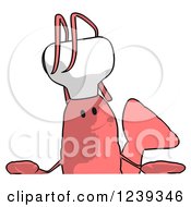 Clipart Of A Happy Pink Chef Shrimp Over A Sign Royalty Free Illustration by Julos