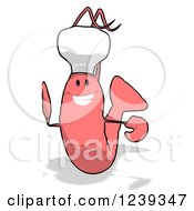 Clipart Of A Happy Pink Chef Shrimp By A Sign Royalty Free Illustration by Julos