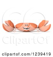 Clipart Of A 3d Happy Orange Crab Royalty Free Illustration