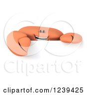 Clipart Of A 3d Happy Orange Crab Over A Sign Royalty Free Illustration