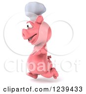 Clipart Of A 3d Chef Pig Running 2 Royalty Free Illustration by Julos