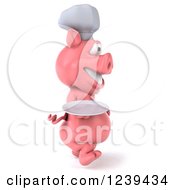 Clipart Of A 3d Happy Chef Pig Walking With A Plate Royalty Free Illustration by Julos