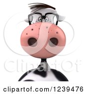 Clipart Of A 3d Bespectacled Cow Above A Sign Royalty Free Illustration