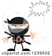 Clipart Of A Talking Mad Ninja Warrior Royalty Free Vector Illustration
