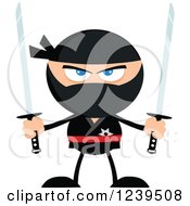 Poster, Art Print Of Ninja Warrior Ready To Fight With Two Katana Swords