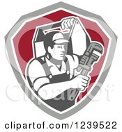 Poster, Art Print Of Retro Handy Man With A Wrench And Tool Box In A Shield