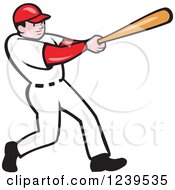 Clipart Of A Cartoon Baseball Player Batter Swinging Royalty Free Vector Illustration