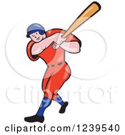 Clipart Of A Cartoon Baseball Player Batter Swinging Royalty Free Vector Illustration