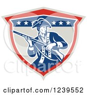 Poster, Art Print Of American Patriot Soldier With A Musket In A Shield