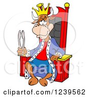 Poster, Art Print Of Bbq King Cow Bull With Tongs Sitting On A Throne
