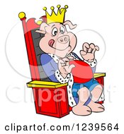 Poster, Art Print Of Hungry Bbq King Pig Sitting On A Throne