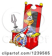Poster, Art Print Of Bbq King Chicken With A Fork Sitting On A Throne