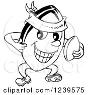 Clipart Of A Black And White Happy Rugby Ball Mascot Holding A Thumb Up Royalty Free Vector Illustration