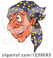 Clipart Of A Romani Gypsy Woman Wearing A Bandana Royalty Free Vector Illustration by LaffToon