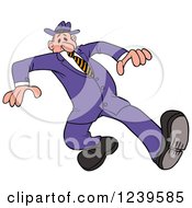 Clipart Of A Caucasian Man Wearing A Purple Suit And Fedora Hat Royalty Free Vector Illustration by LaffToon