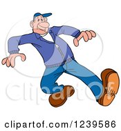 Clipart Of A Happy Caucasian Man Wearing A Jacket And Baseball Cap Royalty Free Vector Illustration