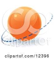 Poster, Art Print Of Orange 3d Orb Sphere With A Ring Around It Internet Button