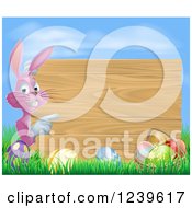 Poster, Art Print Of Pink Chocolate Eggs Sign Easter Bunny