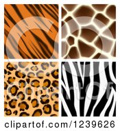 Seamless Giraffe Leopard Zebra And Tiger Stripe Animal Prints