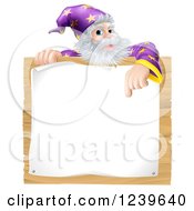Poster, Art Print Of Senior Wizard Pointing Down To A Posted Notice Sign