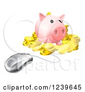 Poster, Art Print Of Computer Mouse Wired To A 3d Piggy Bank With Gold Coins