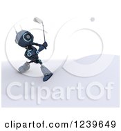 Poster, Art Print Of 3d Blue Android Robot Golfing 3
