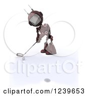 Poster, Art Print Of 3d Red Android Robot Golfing 3