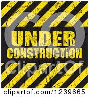 Poster, Art Print Of Distressed Under Construction Text With Diagonal Hazard Stripes