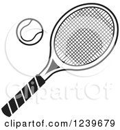 Poster, Art Print Of Black And White Tennis Racquet And Ball