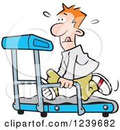 Clipart Of A Red Haired Man Running On A Treadmill Royalty Free Vector Illustration by Johnny Sajem