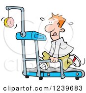 Red Haired Man Running In Front Of A Dangling Donut On A Treadmill