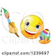Poster, Art Print Of Happy Smiley Emoticon Painting An Easter Egg
