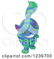 Green And Blue Striped Cheshire Cat Grinning