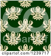 Poster, Art Print Of Seamless Green And Beige Damask Background Pattern