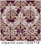 Poster, Art Print Of Seamless Purple And Beige Damask Background Pattern