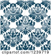 Clipart Of A Seamless Teal Damask Background Pattern Royalty Free Vector Illustration