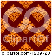 Poster, Art Print Of Seamless Red And Orange Damask Background Pattern