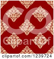 Poster, Art Print Of Seamless Red And Tan Damask Background Pattern 6