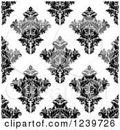 Poster, Art Print Of Seamless Black And White Damask Background Pattern 26