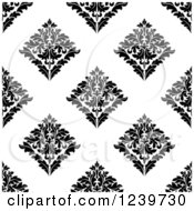 Poster, Art Print Of Seamless Black And White Damask Background Pattern 27