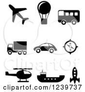 Poster, Art Print Of Black And White Transportation Icons