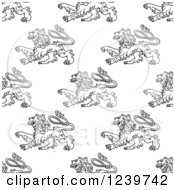 Poster, Art Print Of Seamless Background Pattern Of Black And White Heraldic Lions